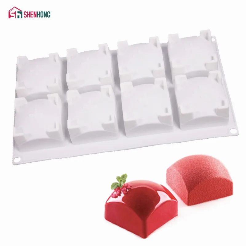 

SHENHONG Silicone 8 Cavity Squared Sphere Shape Cake Baking Mold For Cakes Dessert Pastry Mould Decorating Tools Home Party show