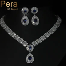 Dubai Diseño Simulado Zafiro Topacio Blanco Azul Real Partido de Las Mujeres de Piedra Grande de Cristal Sistemas de La Joyería Con El Oro Blanco Plateado J062