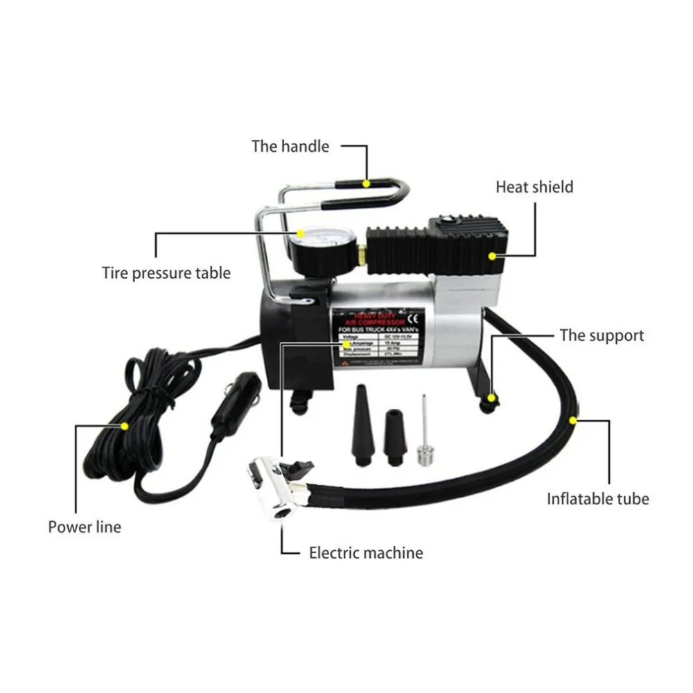Портативный супер поток DC 12 В 100PSI Металлический воздушный компрессор надувной автомобильный воздушный насос автомобильный насос
