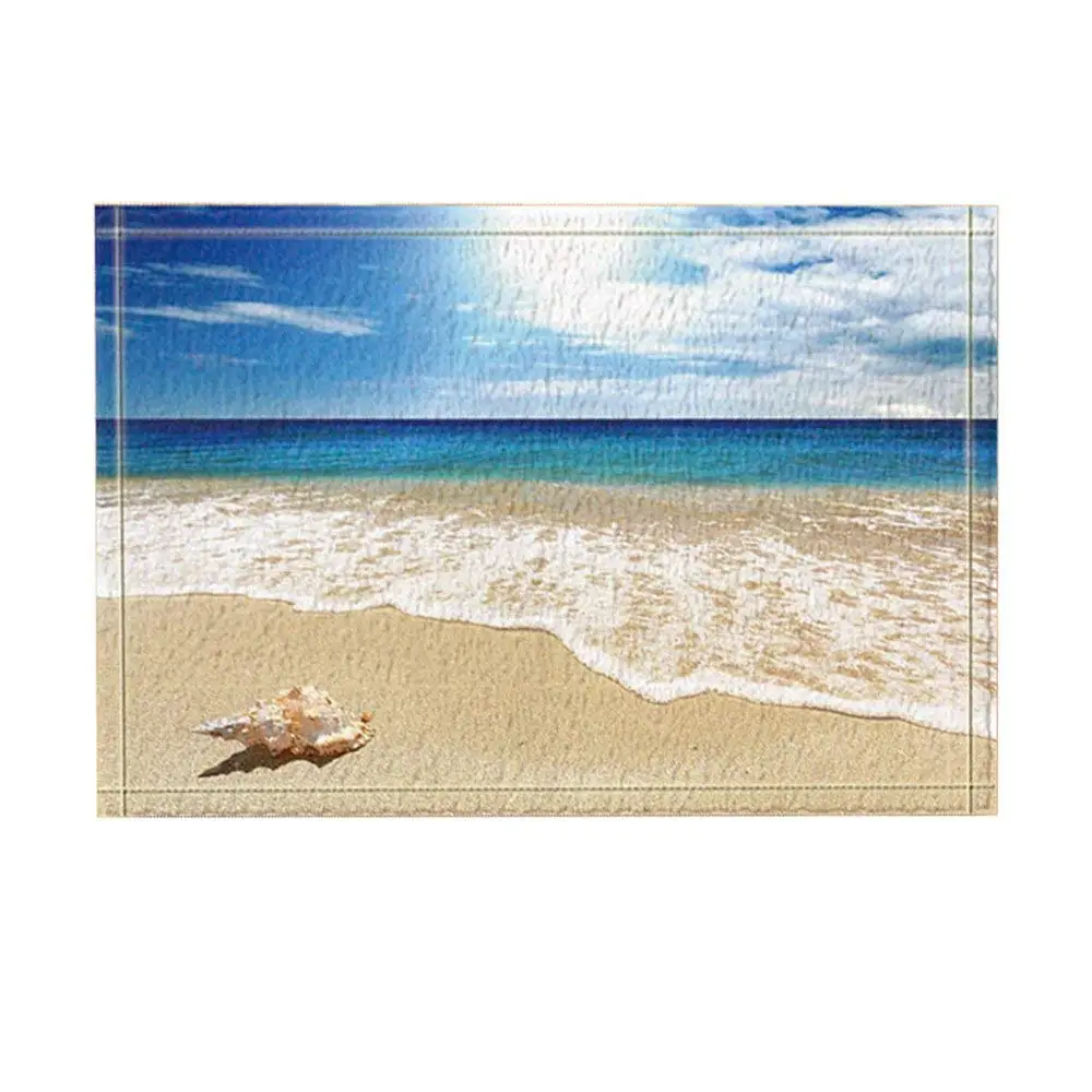 Природа пейзаж Декор раковины пляж против голубого моря и неба коврик для ванной нескользящий дверной коврик пол вход