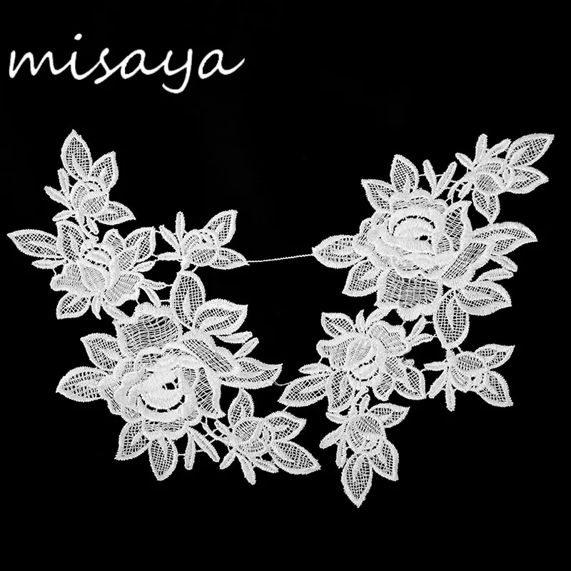 Вышивка с белыми розами Misaya 1 шт. вышивка Venise кружевной вырез ручная работа