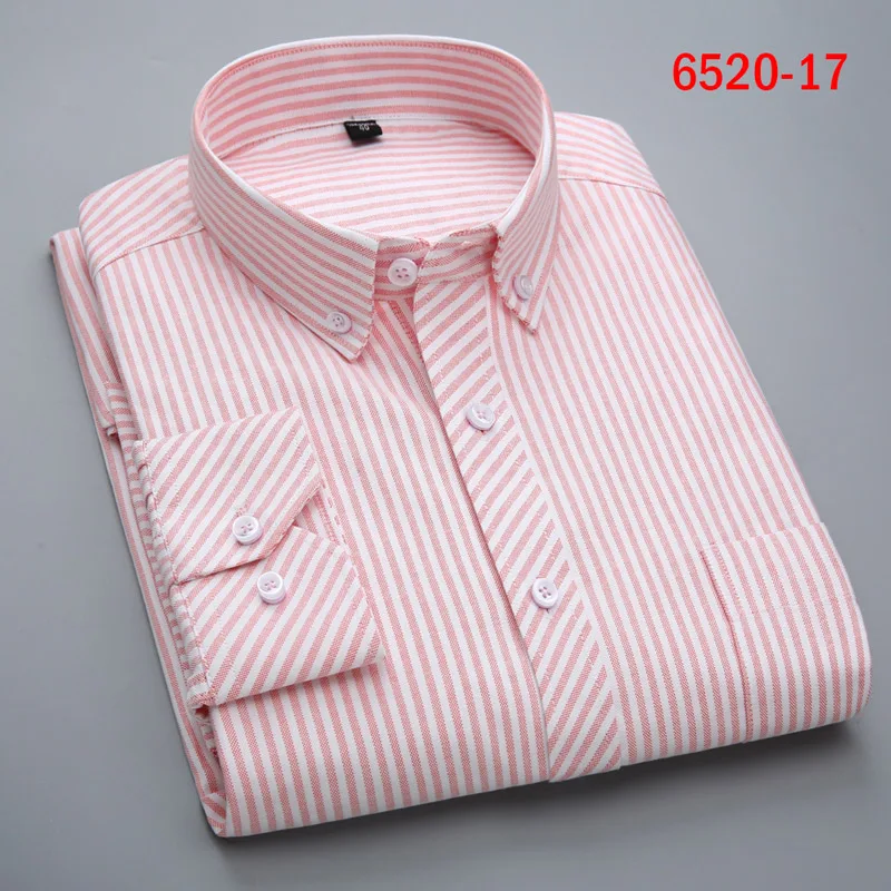 Высокое качество, хлопок, Мужская брендовая нежелезная одежда, одноцветная оксфордская рубашка, Мужская классическая клетчатая/полосатая Повседневная джинсовая рубашка - Цвет: 652017