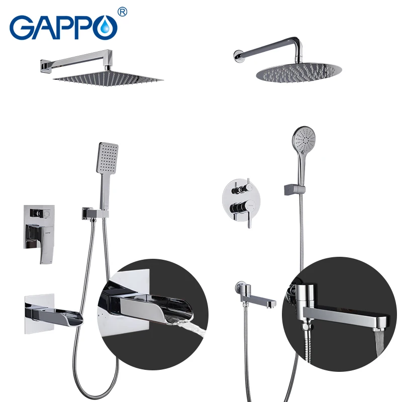 Goede GAPPO Sanitair Suite badkamer kraan tap bad douche mengkraan set waterval douche systeem chrome regendouche set