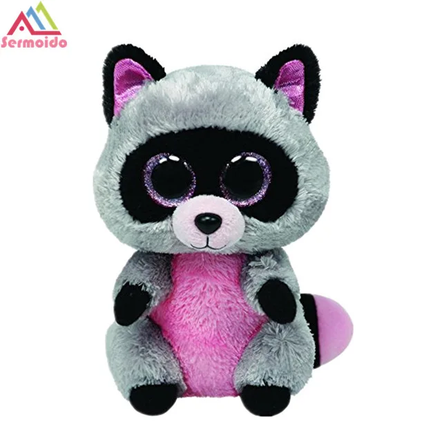 TY Beanie Boos 6 "15 см Рокко Енот плюшевые обычные мягкие с большими глазами мягкие игрушки для детей