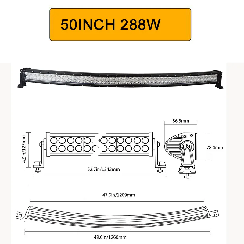 Auxtings 21 32 42 50 52 дюймов изогнутый СВЕТОДИОДНЫЙ светильник комбинированный 120 Вт 180 Вт 240 Вт 288 Вт 300 Вт для вождения внедорожника грузовика 4x4 SUV ATV 12 В 24 В