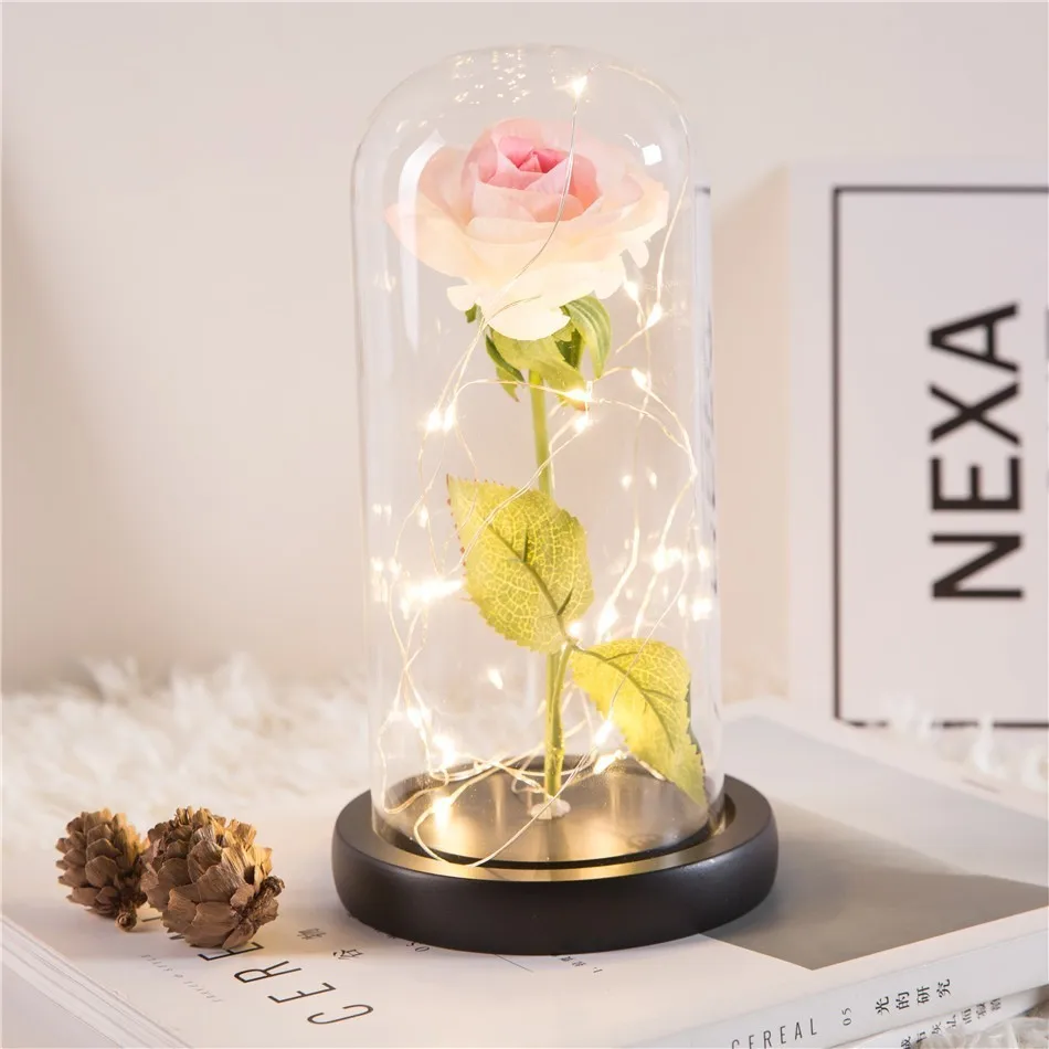 

LED Beauty Rose and Beast Battery Powered Red Flower String Light Desk Lamp Romantic Valentine's Day Birthday Gift Decoration