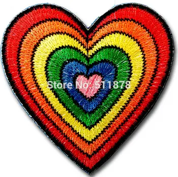 

Rainbow Heart Colorful GAY PRIDE LESBIAN PATCH Valentine Rider Rock Heavy Metal biker vest Costume Embroidered iron on badge