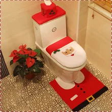 Санта-Клаус, набор из трех предметов, рождественские украшения, принадлежности для унитаза, украшения, бумажные полотенца, наборы ковров
