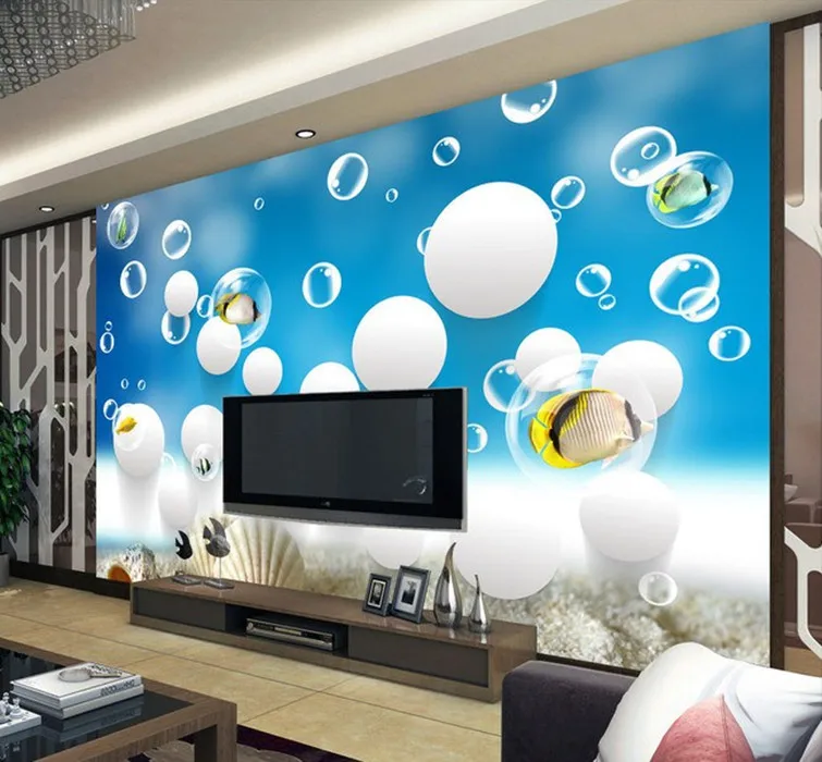 

3D large-scale seamless mural underwater world wallpaper dolphin TV background wall marine fish children's room wallpaper