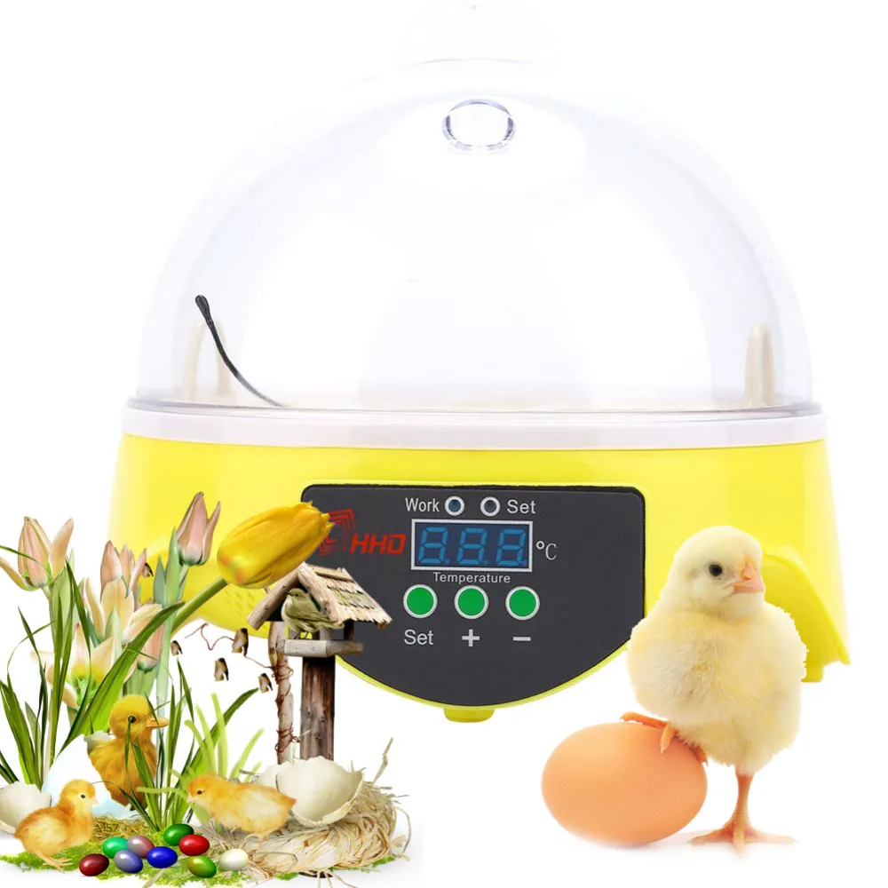 

220V Mini 7 Eggs Incubator Fully Auto Digital LED Turning Chicken Duck Hatcher Egg Incubator Hatcher Machine