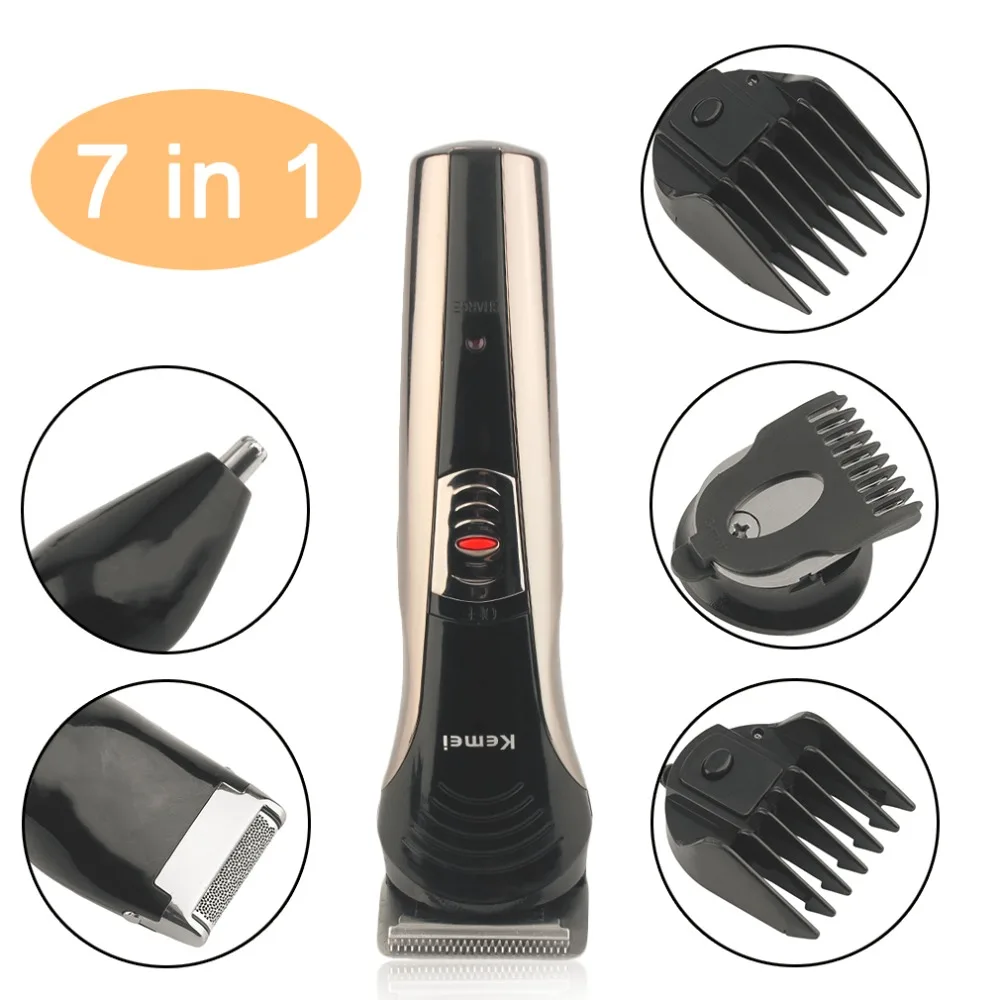 

Compact Size KM-590A KEMEI Multifunctional 7 In 1 Low Noise Hair Clipper Trimmer Beard Razor Electric Shaver Machine Set