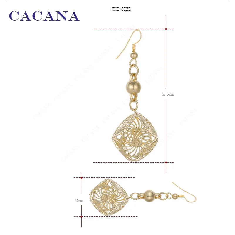 CACANA Dangle Long Earrings For Women CZ Within Cube Top Quality Bijouterie Hot Sale No.A437 A438