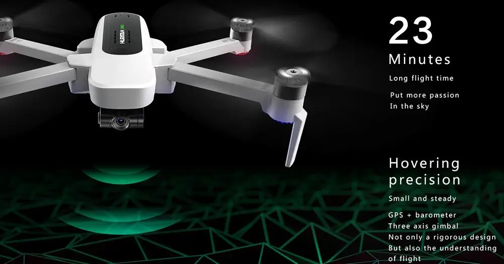 Hubsan H117S Квадрокоптер с дистанционным управлением Zino gps 5G Wi-Fi 1 км с видом от первого лица в формате 4K UHD, Широкий формат HD Камера 3-осевому гидростабилизатору Радиоуправляемый Дрон RTF