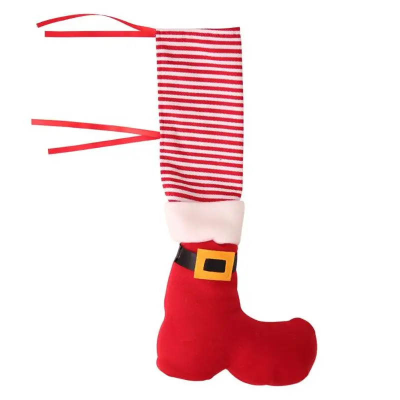 

1pcs Christmas Elf Foot Cover Creative Household Chair Table Leg Covers Xmas Party Socks Red Striped Table Decor Supplies