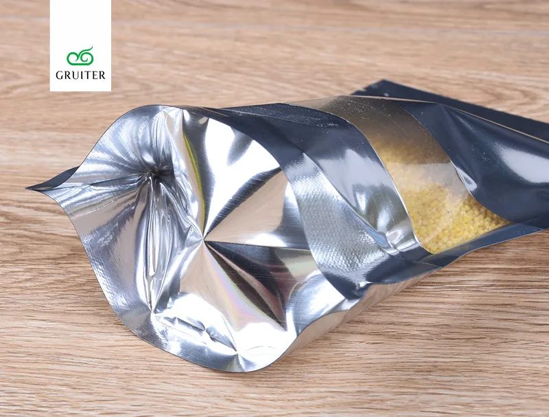 Download GRUITER Silver W/Clear Front Stand Up Ziplock Bags ... Yellowimages Mockups