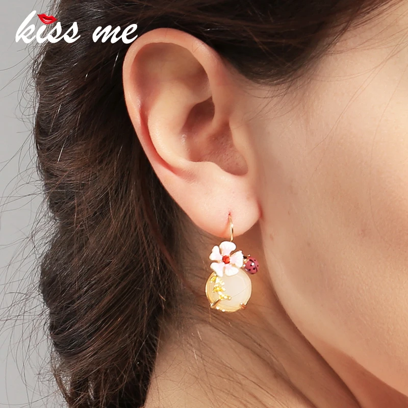 

Summer Rome Holiday Style Fresh and Natural Enamel Wildflowers Shaky Earrings Factory Wholesale