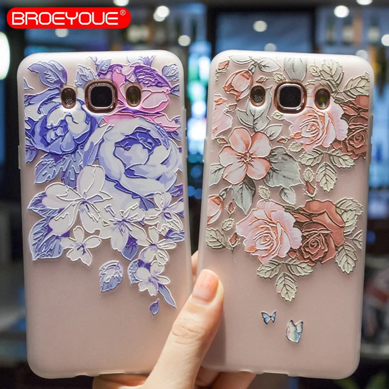 

BROEYOUE Case For Samsung Galaxy J3 2016 3D Relief Silicone Case For Samsung J3 2016 Flower Ultra Thin Matte Phone Cases Cover