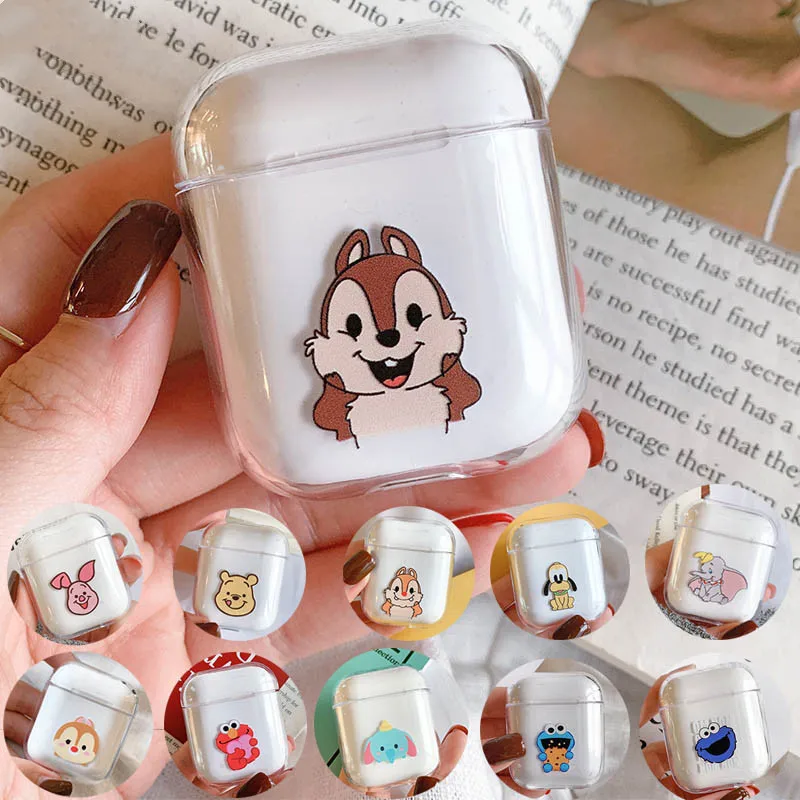 

Cartoon transparent Mickey Minnie For airpods case Bluetooth wireless headset set For airpods 1/2 cute hard shell charging case