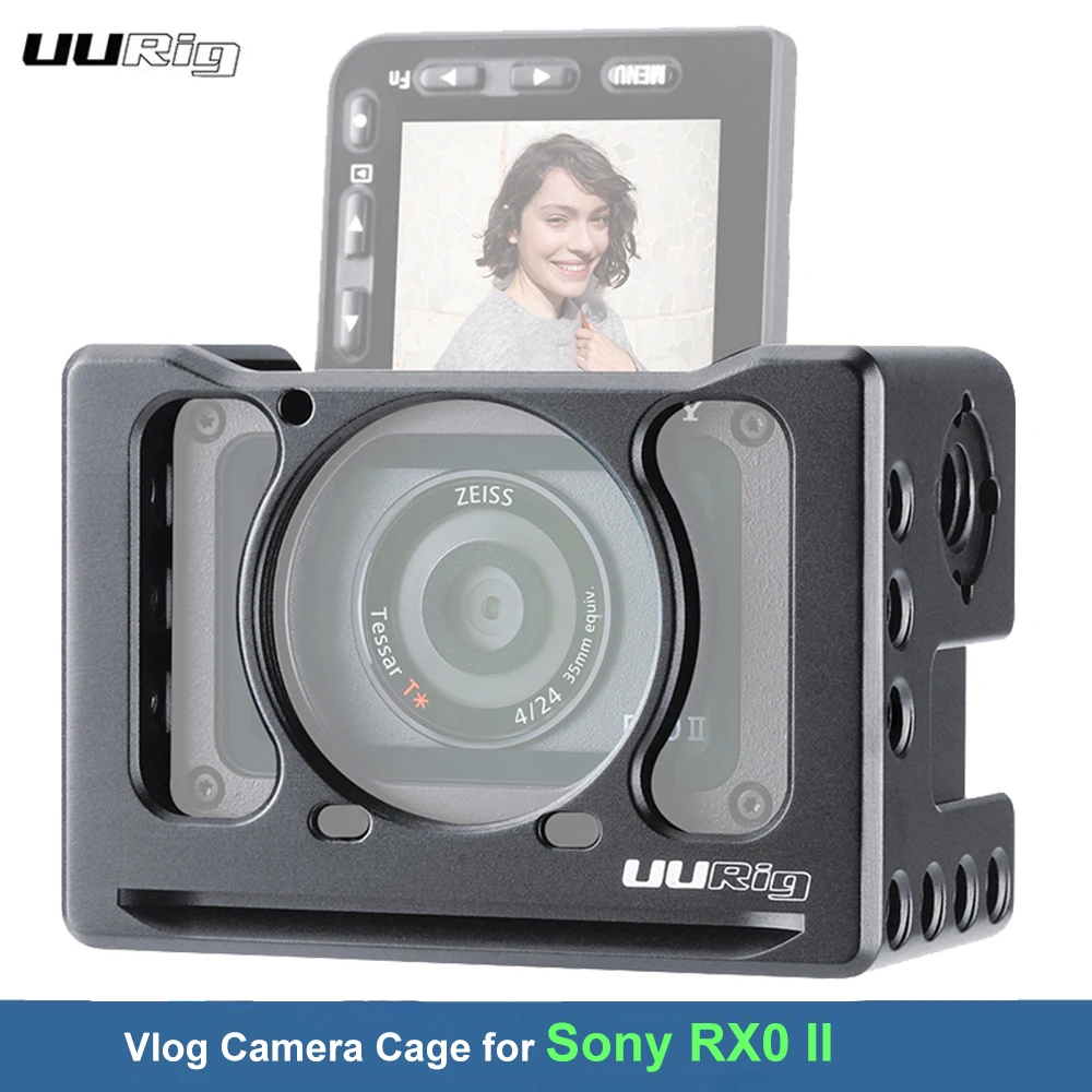 UURig камера клетка для sony RX0 II VlogMetal камера защитный держатель с холодным башмаком 1/4 3/8 для микрофона светодиодный светильник
