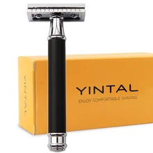 Классическая Безопасная бритва для мужчин, ручные сменные лезвия для коньков, бритва с латунной пустой ручкой, Бритва для мужчин