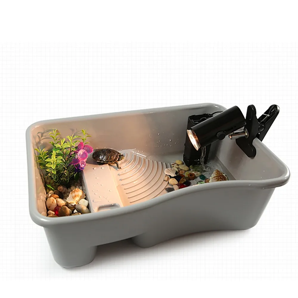 

Aquatic Turtle Tub Tank Basking Platform Reptile insect spider hibernation Transport Breeder Box Compartment Lid Grey kit Sturdy