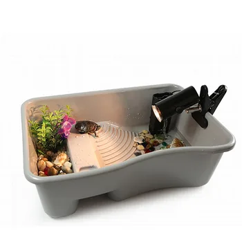 

Aquatic Turtle Tub Tank Basking Platform Reptile insect spider hibernation Transport Breeder Box Compartment Lid Grey kit Sturdy