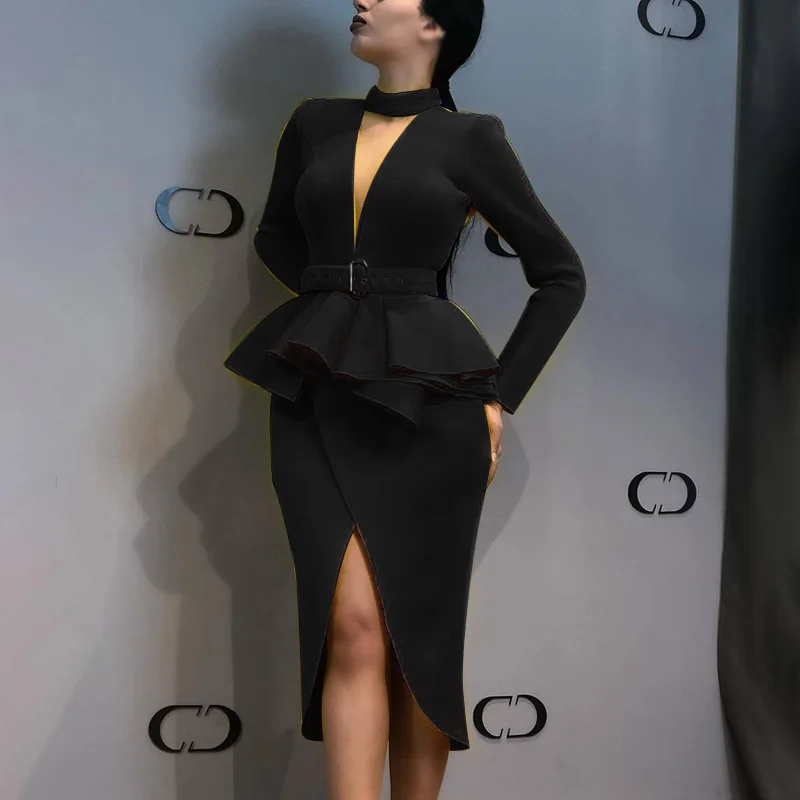 Сексуальный карандаш для женщин платье с v-образным вырезом Bodycon офисная работа деловые вечерние клубная одежда S~ XL