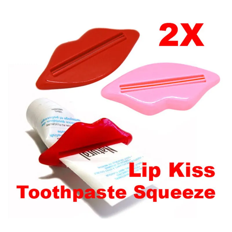 

2Pcs Bathroom Lip Kiss Easy Press Tube Dispenser Toothpaste Squeezer Gadget New