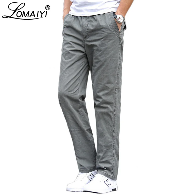 LOMAIYI Pure Cotton Men's Pants Men Plus Size Spring Autumn Loose Work Trousers Mens Casual Cargo With Pockets BM288 | Мужская