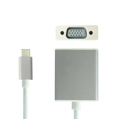 

CYDZ Silver USB-C USB 3.1 Type C to VGA 1080p HDTV Adapter Cable with Silver Aluminium Case