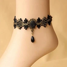 Vintage Gothic Lace Flower Ankle Bracelet Foot Chain Sandal Barefoot Anklet