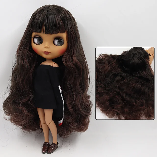 ICY DBS Blyth doll 1/6 bjd black mix brown hair joint body 30cm doll custom doll DIY anime girls 3