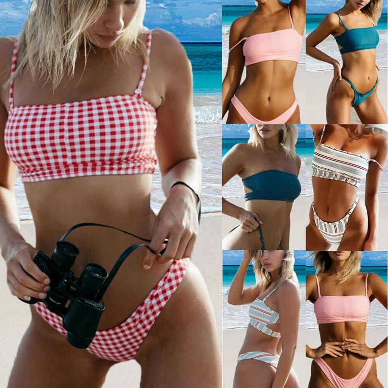 

2019 Ladies Push Up Padded Bra Bikini Set Triangle Two Piece Swimwear Swimsuit Bathing