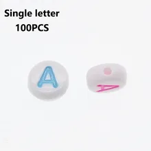 Chongai contas de letras oblate acrílico, 100 peças, único, alfabeto, mistura de cores, pulseira redonda, contas e fabricação de jóias 4*7mm