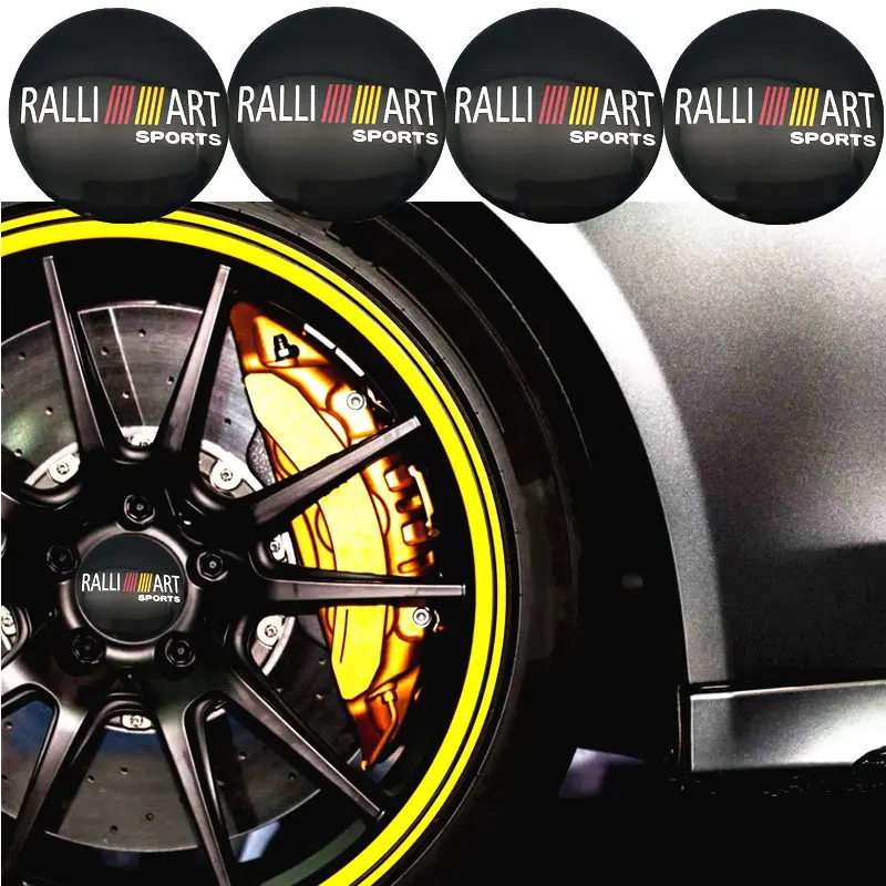 

4pcs 56.5mm Ralli Art logo aluminum car emblem Wheel Center Hub sticker Rim badge Car styling For Mitsubishi Ralliart sports