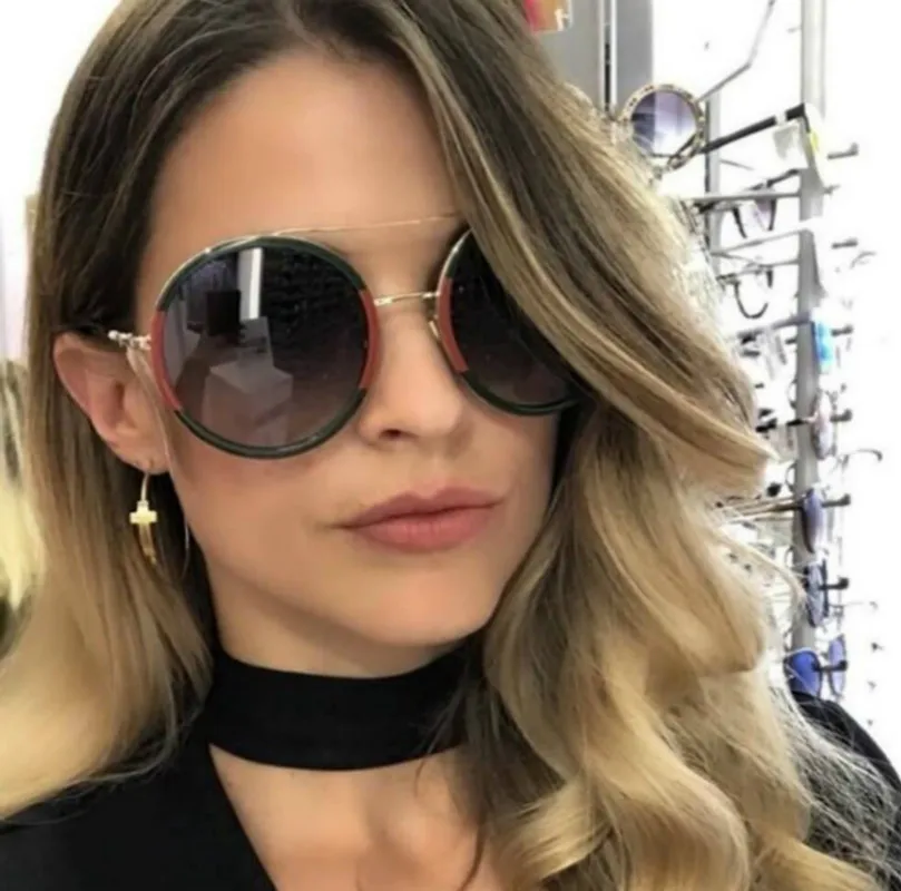 

2018 Glasses Green red Round Sunglasses Women Brand Designer Sun Glasses Female Optical Spectacle Eyeglasses Women