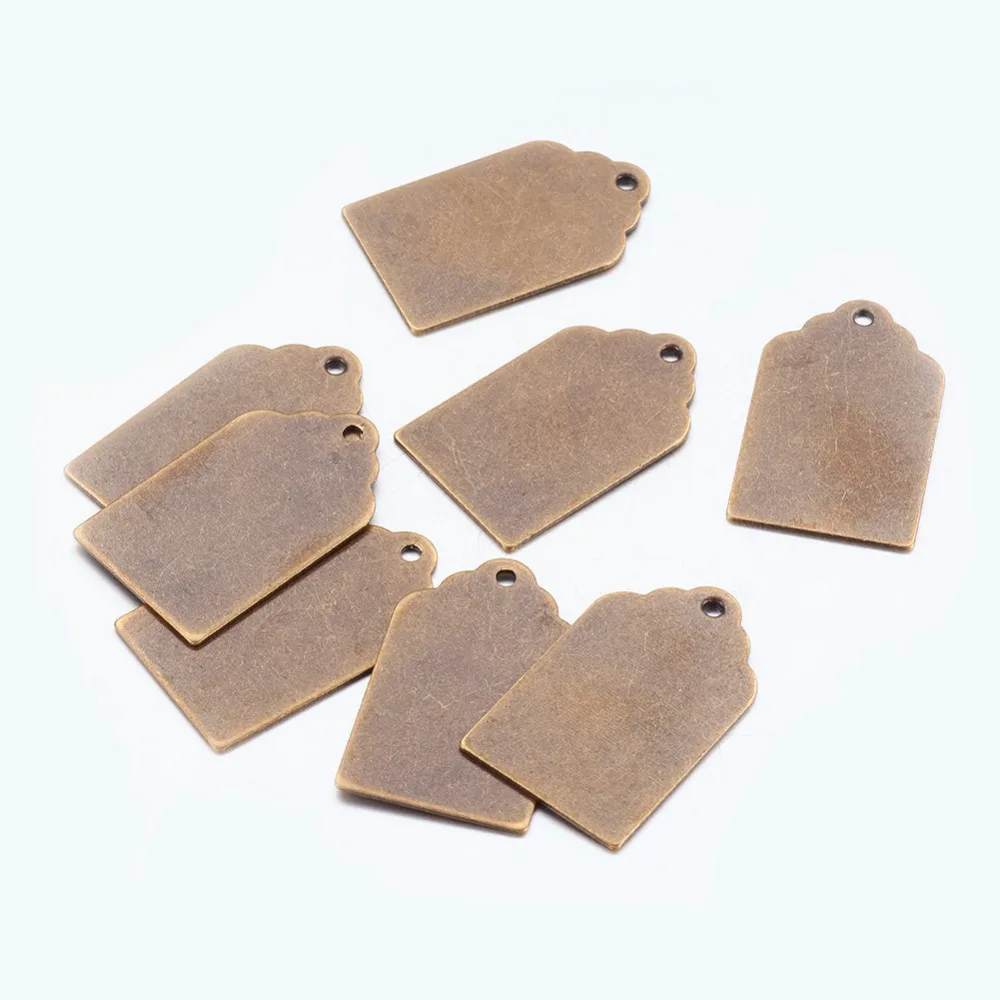 

10pcs Antique Bronze Red Copper Brass Metal Blank Stamping Tag Necklaces Pendants Charms Jewelry Making DIY Square Round Oval