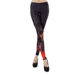 Готический огонь 3D леггинсы спортивной одежды для Для женщин сексуальные брюки карандаш Push Up Новинка Фитнес Femme леггинсы Готический Для