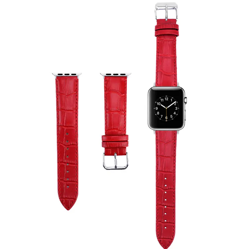 

ASHEI Crocodile Pattern Watchband For Apple Wach Band Series 5/4/3/2/1 40mm 44mm iWatch Leather Strap For Apple Watch 42mm 38mm