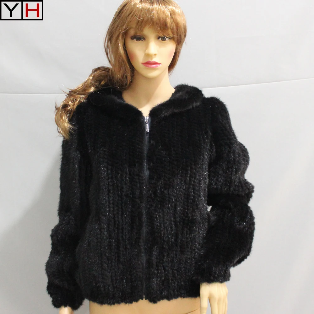 

Winter women mink fur coat fashion real mink fur outerwear 100%natural mink fur knit jacket knitted fur coat free shipping