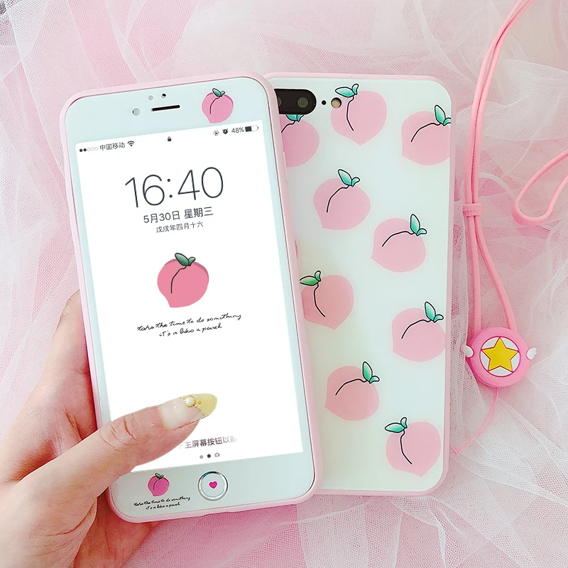 Задняя крышка из розового стекла love для iPhone 8 plus + Переднее закаленное стекло X 6 6S