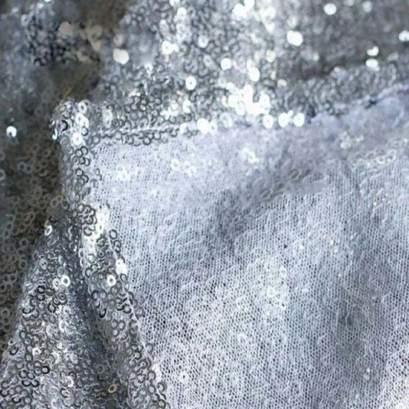 Mayitr 30 x 183 cm Silver Sparkly Sequin Tablecloth Banquet Background Wedding Party