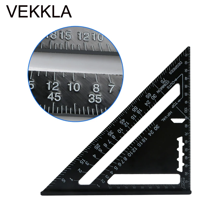 

Drafting Tools Triangular Measuring Ruler 7 Inch Metric Aluminum Alloy Speed Square Roofing Triangle Angle Protractor