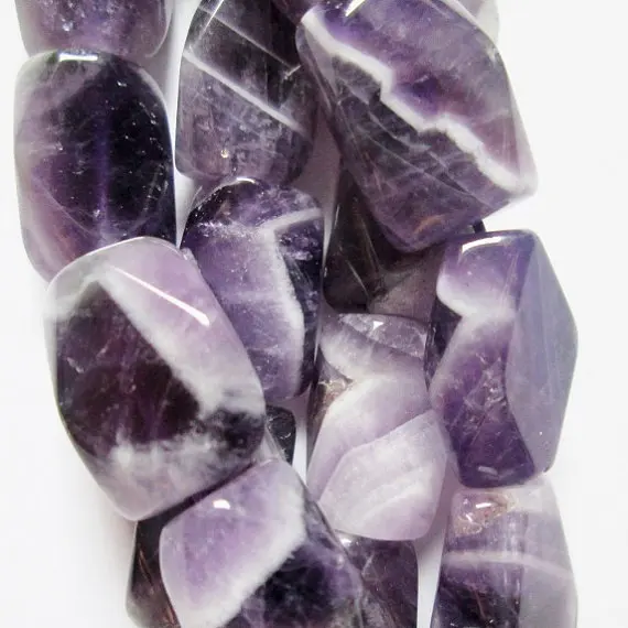 

Genuine Faceted Amethyst beads - approx. 15 x 10 mm beads, Semi Precious Gemstone Beads - Full Strand 15", 25 beads