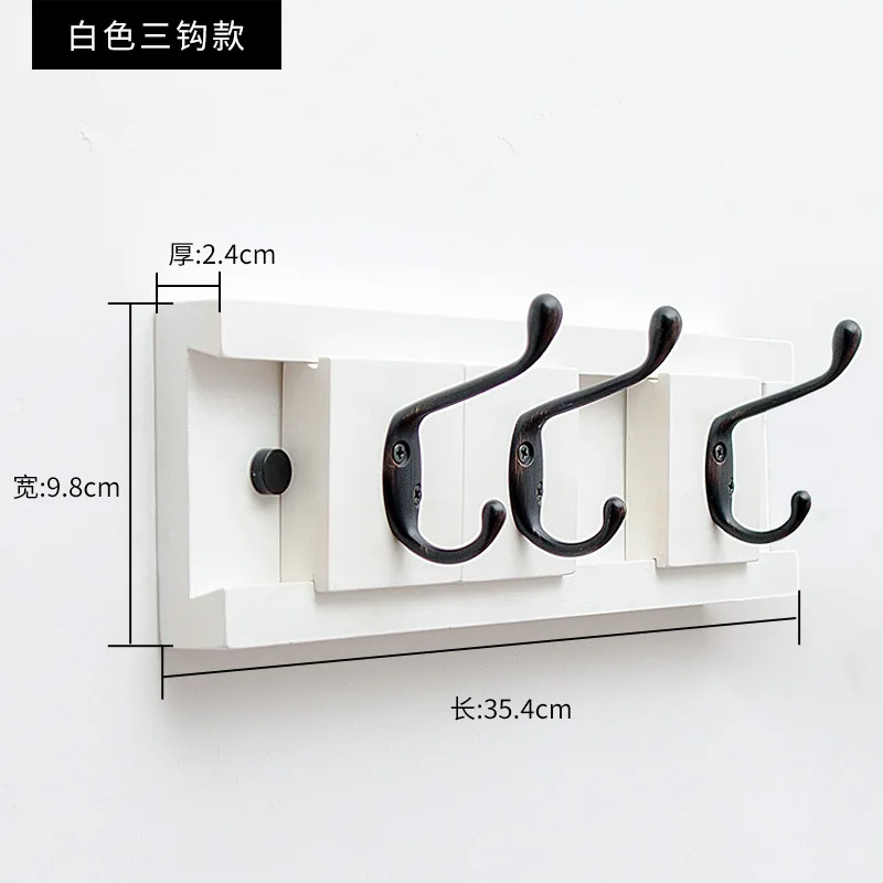 Креативный Натуральный Бамбуковый настенный подвесной подвижный 3 или 4 крючка, сумка для одежды, крючок для шляп, украшение для дома, для гостиной, спальни - Цвет: white 3hooks
