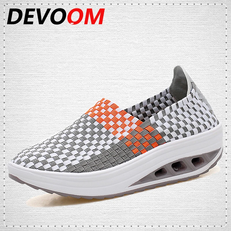 

DEVOOM Womens Swing Shoes Pumps Height Increasing Summer Healthy Shoe Woman Fashion Casual Walking Breathable Weave opper zapato