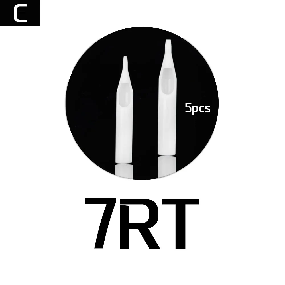7RT Хит, 5 шт., Типсы для татуировок, стерильные, ассорти, пластиковые, одноразовые Типсы для татуировок, белые насадки, трубка, смешанные, 10 размеров, 3/5/7/9RT, 3/5/7/9DT, 7 футов/9 футов - Номер модели: 7RT