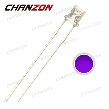 CHANZON 100pcs Water Clear 3mm UV Purple Flat Top Ultraviolet 395nm - 400nm 3 mm LED Light-Emitting Diode 20mA 3V DIP DIY PCB