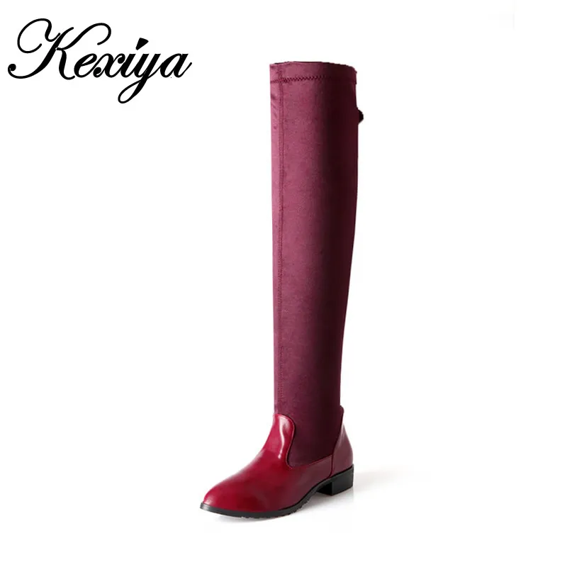 

Nilanya big size 30-50 winter women shoes low heel botas fashion high elastic ladies hin leg Over-the-Knee boots HQW-A98-1