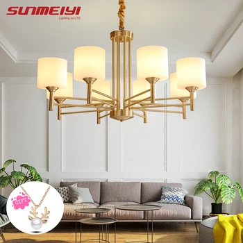 

American Modern LED Chandeliers For Living room Dining room lustres para quarto All Copper Vintage Chandelier Lighting